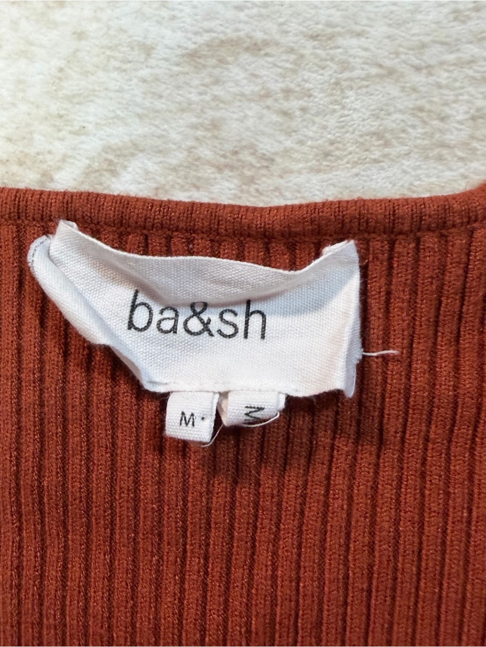 Ba&sh Rust Lace-Up Ribbed V-Neck Sweater - Picture 3 of 10